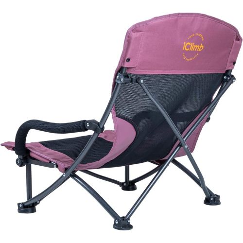  iClimb Low Wide Beach Camping Folding Chair with Side Pocket and Carry Bag (2, Dry Rose)