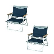 iClimb Ultralight Low Beach Concert Camping Folding Chair with Handle and Shoulder Strap (Navy - 2PC)