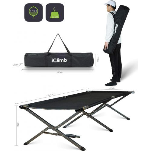  [아마존베스트]iClimb Oversize Heavy Duty Camping Folding Cot with Carry Bag and Side Pocket