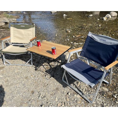  iClimb Ultralight Compact Camping Alu. Folding Table with Carry Bag, Two Size (Black - L)