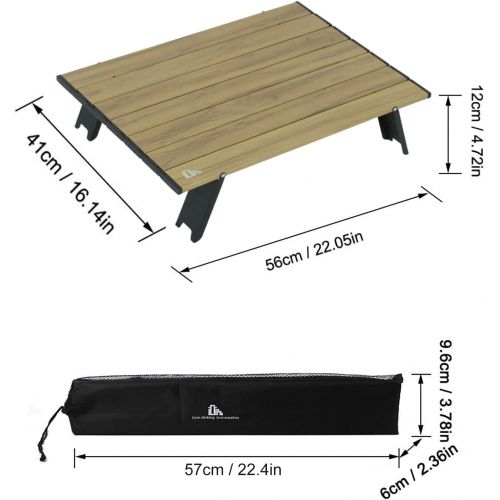  iClimb Ultralight Compact Mini Beach Picnic Alu. Folding Table with Carry Bag, Two Size (Black - L)