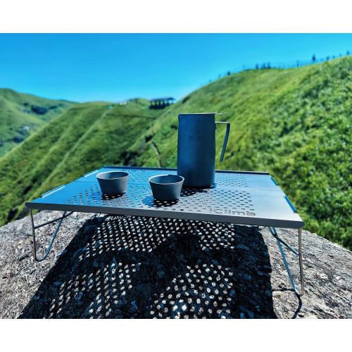  iClimb Mini Solo Folding Table Ultralight Compact for Backpacking Camping Hiking Beach Picnic (Gunmetal, S)