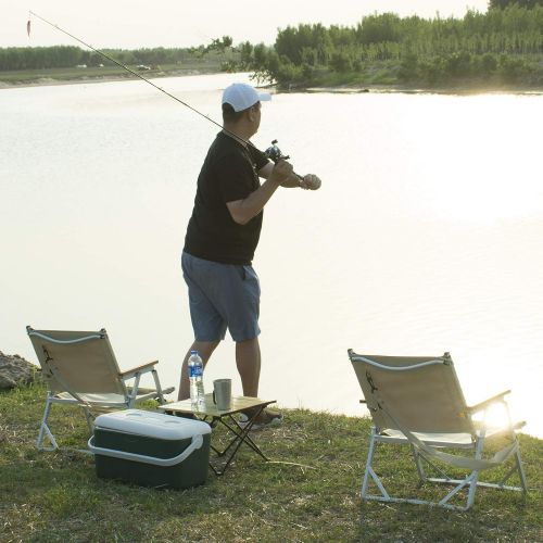  iClimb Ultralight Low Beach Concert Camping Folding Chair with Handle and Shoulder Strap (Beige)