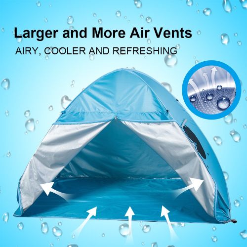  ICorer iCorer Extra Large Pop Up Instant Portable Outdoors 3-4 Person Beach Cabana Tent Sun Shade Shelter Sets Up in Seconds, Blue, 78.7 L X 47.2 W X 51.2 H