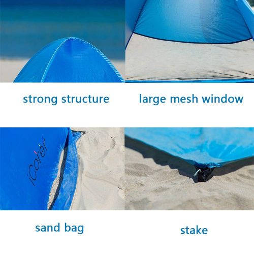  ICorer iCorer Automatic Pop Up Instant Portable Outdoors Quick Cabana Beach Tent Sun Shelter, Blue