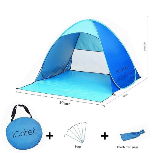  ICorer iCorer Automatic Pop Up Instant Portable Outdoors Quick Cabana Beach Tent Sun Shelter, Blue