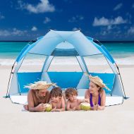 ICorer iCorer Beach Tent-Outdoors Easy Up Cabana Tent Sun Shelter Beach Umbrella, Deluxe Large for 4 Person Blue