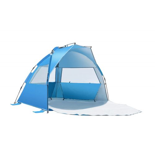  ICorer iCorer Beach Tent-Outdoors Easy Up Cabana Tent Sun Shelter Beach Umbrella, Deluxe Large for 4 Person Blue