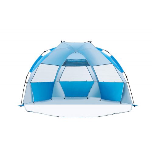  ICorer iCorer Beach Tent-Outdoors Easy Up Cabana Tent Sun Shelter Beach Umbrella, Deluxe Large for 4 Person Blue