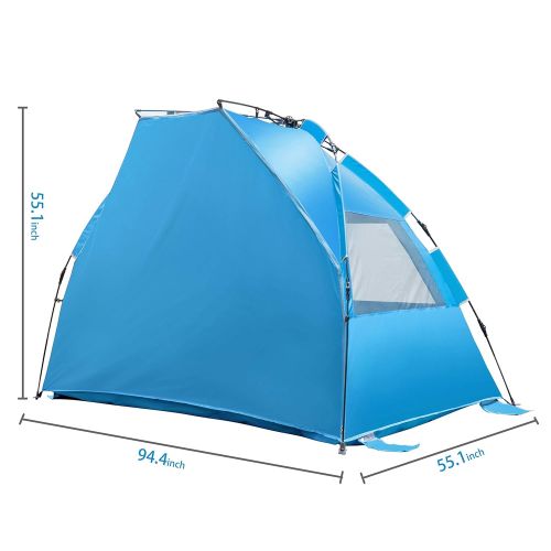  ICorer iCorer Beach Tent-Outdoors Easy Up Cabana Tent Sun Shelter Beach Umbrella, Deluxe Large for 4 Person Blue