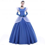 ICos iCos Women Satin Princess Blue Dress Lolita Layered Party Halloween Costume Ball Gown