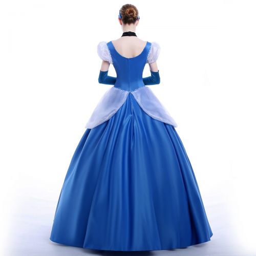  ICos iCos Women Satin Princess Blue Dress Lolita Layered Party Halloween Costume Ball Gown