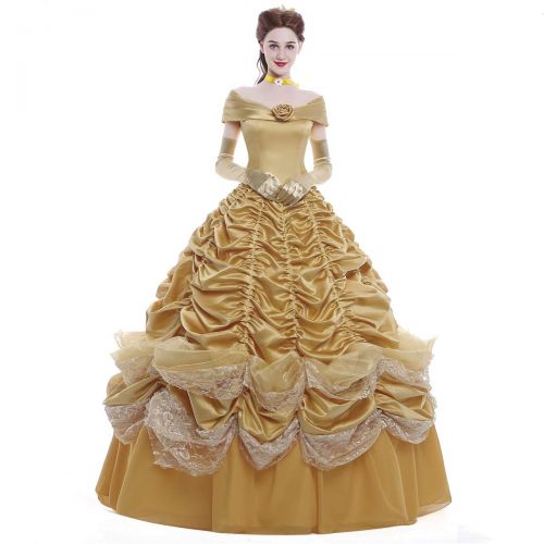  ICos iCos Girl Princess Belle Layered Off Shoulder Dress Palace Queen Costume Halloween