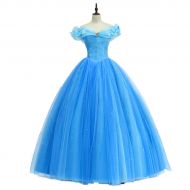 ICos iCos Women Girl Princess Long Blue Layered Dress Halloween Costume Off Shoulder Prom Gown Wedding Dresses