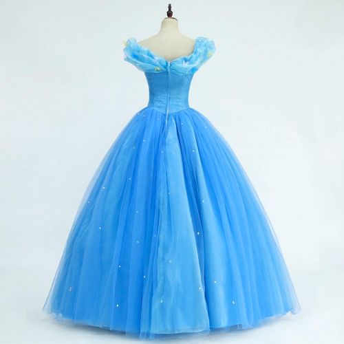  ICos iCos Women Girl Princess Long Blue Layered Dress Halloween Costume Off Shoulder Prom Gown Wedding Dresses