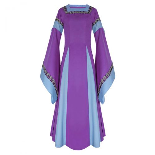  ICos iCos Women Medieval Long One-Piece Royal Dress Renaissance Belle Sleeve Retro Gown Halloween Costume