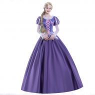 ICos iCos Women Girl Deluxe Princess Party Dress Costume Halloween Long Purle Palace Ball Gown Outfit Suits Adult