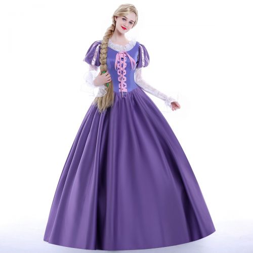  ICos iCos Women Girl Deluxe Princess Party Dress Costume Halloween Long Purle Palace Ball Gown Outfit Suits Adult