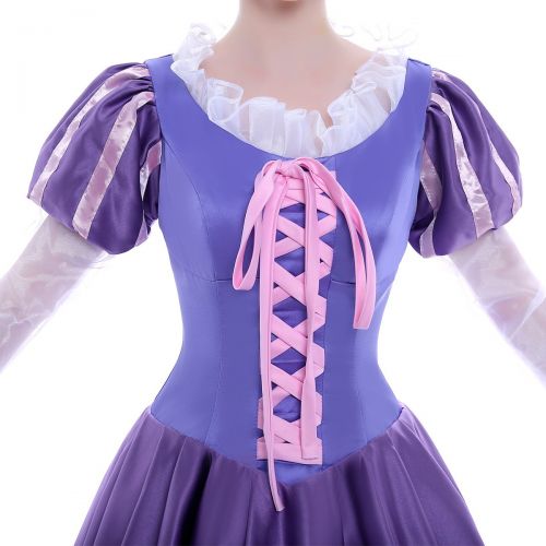  ICos iCos Women Girl Deluxe Princess Party Dress Costume Halloween Long Purle Palace Ball Gown Outfit Suits Adult