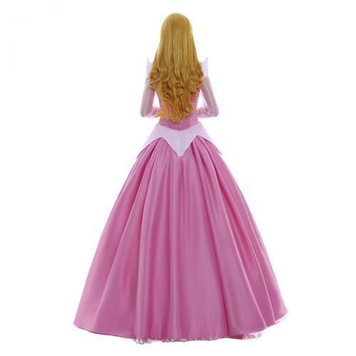  ICos iCos Women Girl Long Princess Pink Satin Dress Deluxe Halloween Costume Petticoat