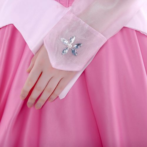  ICos iCos Women Girl Long Princess Pink Satin Dress Deluxe Halloween Costume Petticoat