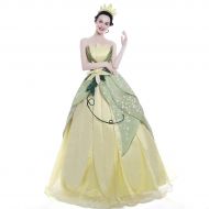 ICos iCos Girl Hand Sewing Princess Tiana Dress Embroidery Layered Costume Party Ball Gown