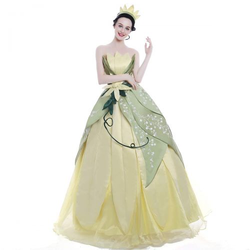  ICos iCos Girl Hand Sewing Princess Tiana Dress Embroidery Layered Costume Party Ball Gown