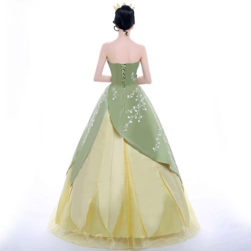  ICos iCos Girl Hand Sewing Princess Tiana Dress Embroidery Layered Costume Party Ball Gown
