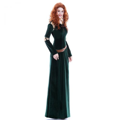  ICos iCos Women Long Dark Green Velvet Halloween Costume Princess Vintage Dress Adult