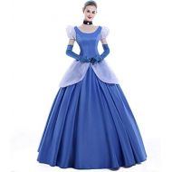 ICos iCos Women Satin Princess Blue Dress Lolita Layered Party Halloween Costume Ball Gown