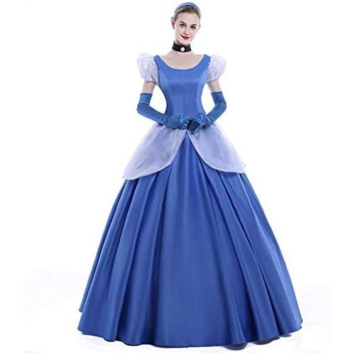  ICos iCos Women Satin Princess Blue Dress Lolita Layered Party Halloween Costume Ball Gown