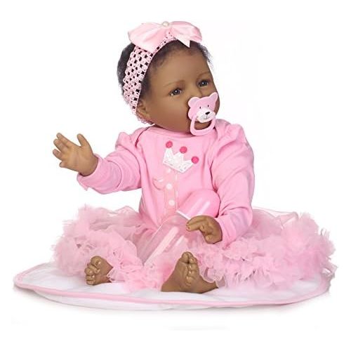  ICradle iCradle 22 55cm Crafted Pink Dress Soft Vinyl Silicone Lovely Handmade Real Life Like Reborn Baby Doll Realistic American India Style Newborn Dolls Alive Magnet Pacifier Xmas Gift