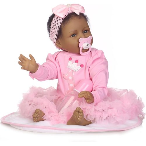  ICradle iCradle 22 55cm Crafted Pink Dress Soft Vinyl Silicone Lovely Handmade Real Life Like Reborn Baby Doll Realistic American India Style Newborn Dolls Alive Magnet Pacifier Xmas Gift