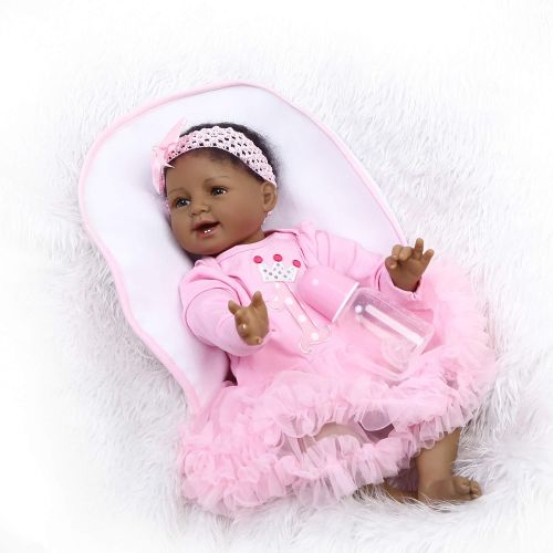  ICradle iCradle 22 55cm Crafted Pink Dress Soft Vinyl Silicone Lovely Handmade Real Life Like Reborn Baby Doll Realistic American India Style Newborn Dolls Alive Magnet Pacifier Xmas Gift