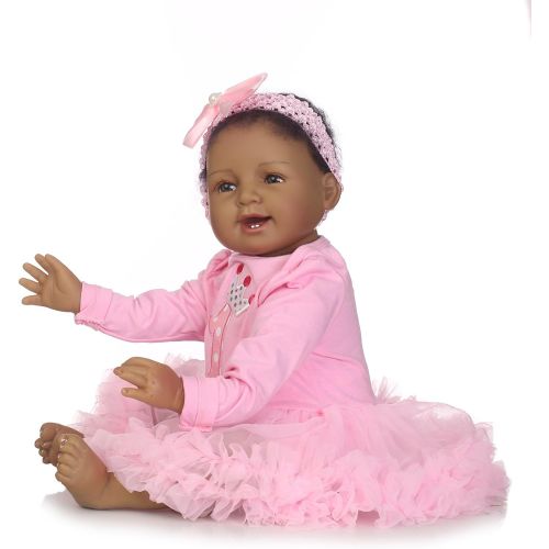  ICradle iCradle 22 55cm Crafted Pink Dress Soft Vinyl Silicone Lovely Handmade Real Life Like Reborn Baby Doll Realistic American India Style Newborn Dolls Alive Magnet Pacifier Xmas Gift