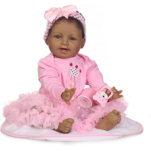  ICradle iCradle 22 55cm Crafted Pink Dress Soft Vinyl Silicone Lovely Handmade Real Life Like Reborn Baby Doll Realistic American India Style Newborn Dolls Alive Magnet Pacifier Xmas Gift