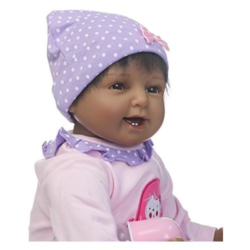  ICradle iCradle Handmade Vinyl Black Indian Soft Silicone Reborn Doll Realistic Looking Baby Girl Newborn Dolls Toddler 22 Inch 55cm Magnet Pacifier