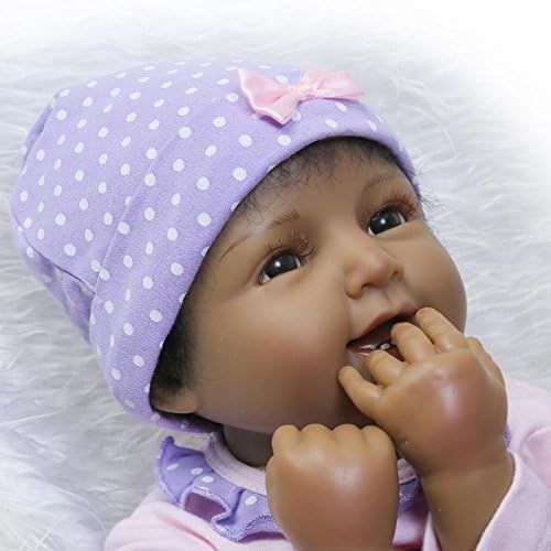  ICradle iCradle Handmade Vinyl Black Indian Soft Silicone Reborn Doll Realistic Looking Baby Girl Newborn Dolls Toddler 22 Inch 55cm Magnet Pacifier