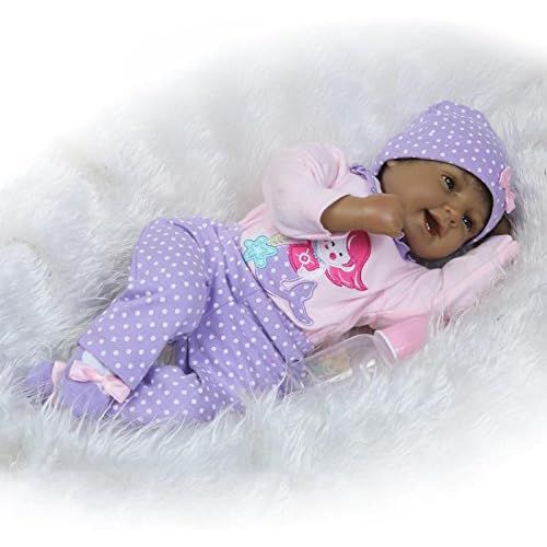  ICradle iCradle Handmade Vinyl Black Indian Soft Silicone Reborn Doll Realistic Looking Baby Girl Newborn Dolls Toddler 22 Inch 55cm Magnet Pacifier
