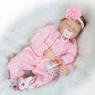 ICradle iCradle Soft Silicone Vinyl Sleeping Reborn Doll Baby Girl Real Looking Lifelike 22 Inch 55cm Cotton Body Newborn Dolls Eyes Closed Child Playmate Xmas Gift