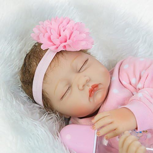  ICradle iCradle Soft Silicone Vinyl Sleeping Reborn Doll Baby Girl Real Looking Lifelike 22 Inch 55cm Cotton Body Newborn Dolls Eyes Closed Child Playmate Xmas Gift