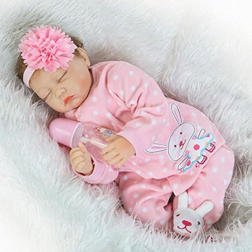  ICradle iCradle Soft Silicone Vinyl Sleeping Reborn Doll Baby Girl Real Looking Lifelike 22 Inch 55cm Cotton Body Newborn Dolls Eyes Closed Child Playmate Xmas Gift