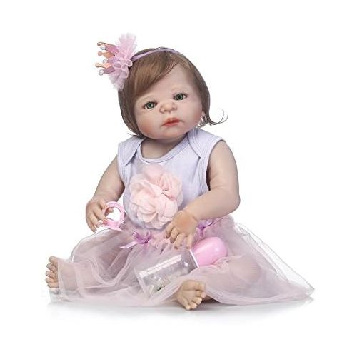  ICradle iCradle Realistic Lifelike 23 Inch 57cm Soft Silicone Reborn Baby Beautiful Girl Doll Toddler Full Body Vinyl Newborn Dolls Anatomically Correct