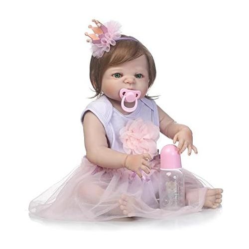  ICradle iCradle Realistic Lifelike 23 Inch 57cm Soft Silicone Reborn Baby Beautiful Girl Doll Toddler Full Body Vinyl Newborn Dolls Anatomically Correct