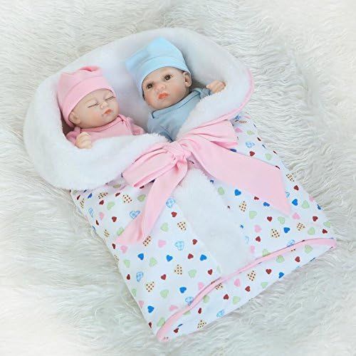  ICradle iCradle 10 26cm Mini Lifelike Baby Boy and Sleeping Girl Twins Handmade Reborn Doll Full Body Vinyl Silicone Realistic Looking Newborn Twin Dolls Anatomically Correct