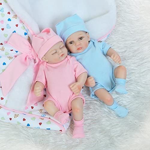  ICradle iCradle 10 26cm Mini Lifelike Baby Boy and Sleeping Girl Twins Handmade Reborn Doll Full Body Vinyl Silicone Realistic Looking Newborn Twin Dolls Anatomically Correct