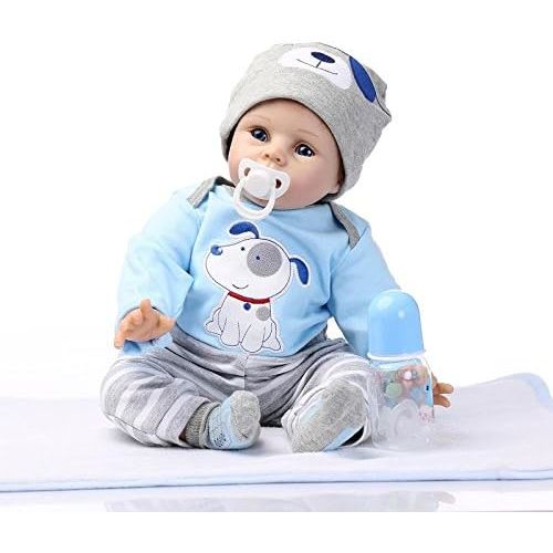  ICradle iCradle Handmade Realistic Looking Baby Boy Soft Silicone Reborn Doll Real Lifelike Newborn Dolls Toddler 22 Inch 55cm Magnet Pacifier