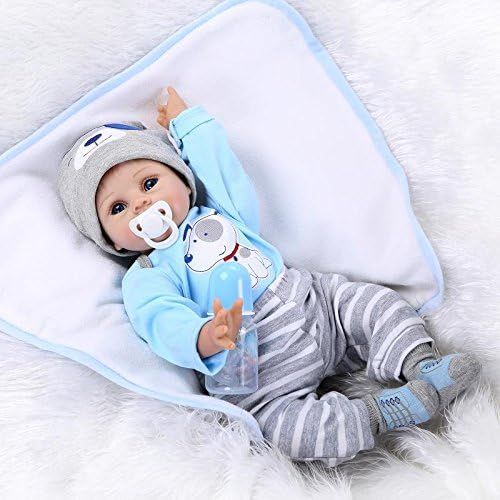  ICradle iCradle Handmade Realistic Looking Baby Boy Soft Silicone Reborn Doll Real Lifelike Newborn Dolls Toddler 22 Inch 55cm Magnet Pacifier