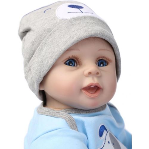  ICradle iCradle Handmade Realistic Looking Baby Boy Soft Silicone Reborn Doll Real Lifelike Newborn Dolls Toddler 22 Inch 55cm Magnet Pacifier