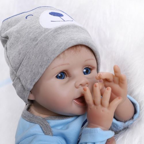  ICradle iCradle Handmade Realistic Looking Baby Boy Soft Silicone Reborn Doll Real Lifelike Newborn Dolls Toddler 22 Inch 55cm Magnet Pacifier